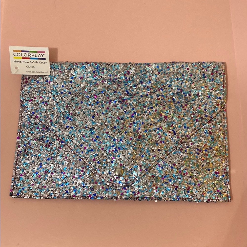 Silver Multicolor Glitter Card & Key Holder
